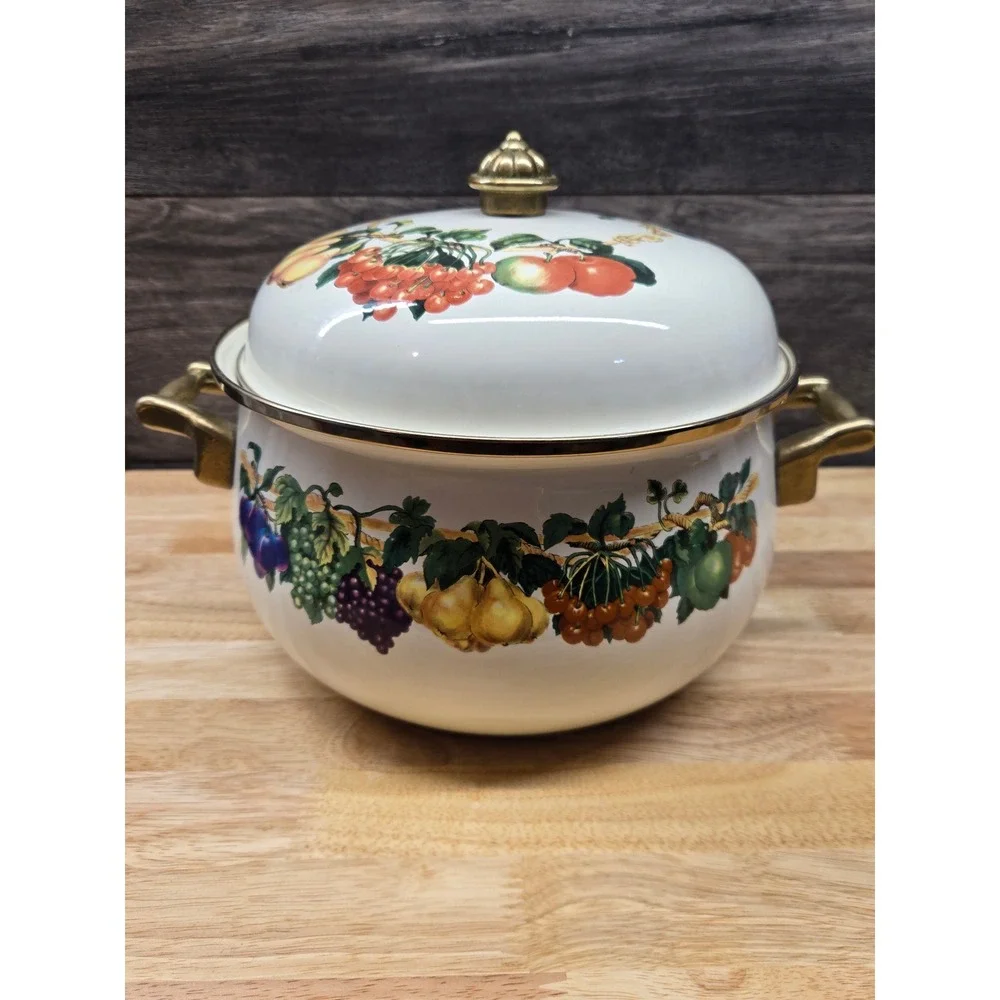 Tabletops Unlimited Kensington Gardens 8 Qt Enamel Stock Pot, Dutch Oven